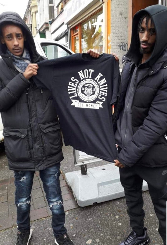 Lives Not Knives T-Shirt | Statement Tee – Moneybaggs Clothing