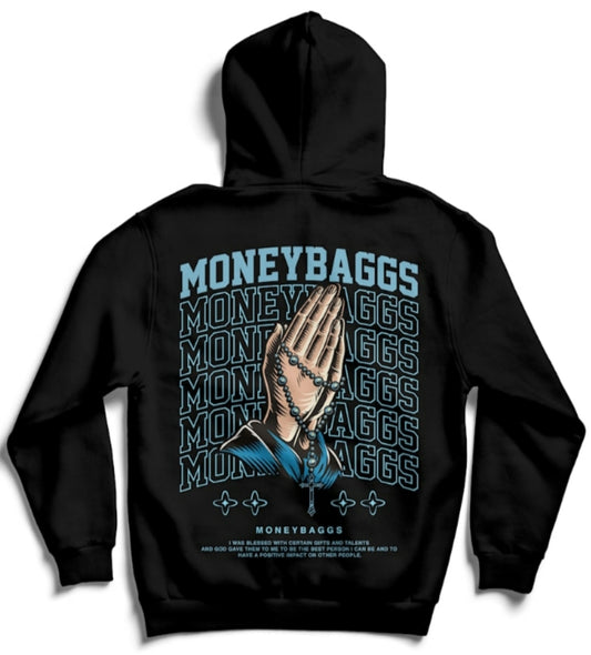 Praying Hands Hoodie | Black Logo Hoodie – Moneybaggs Clothing